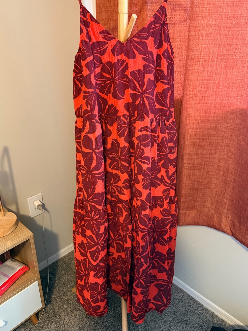 a new day Red Floral Spaghetti Strap Jumpsuit